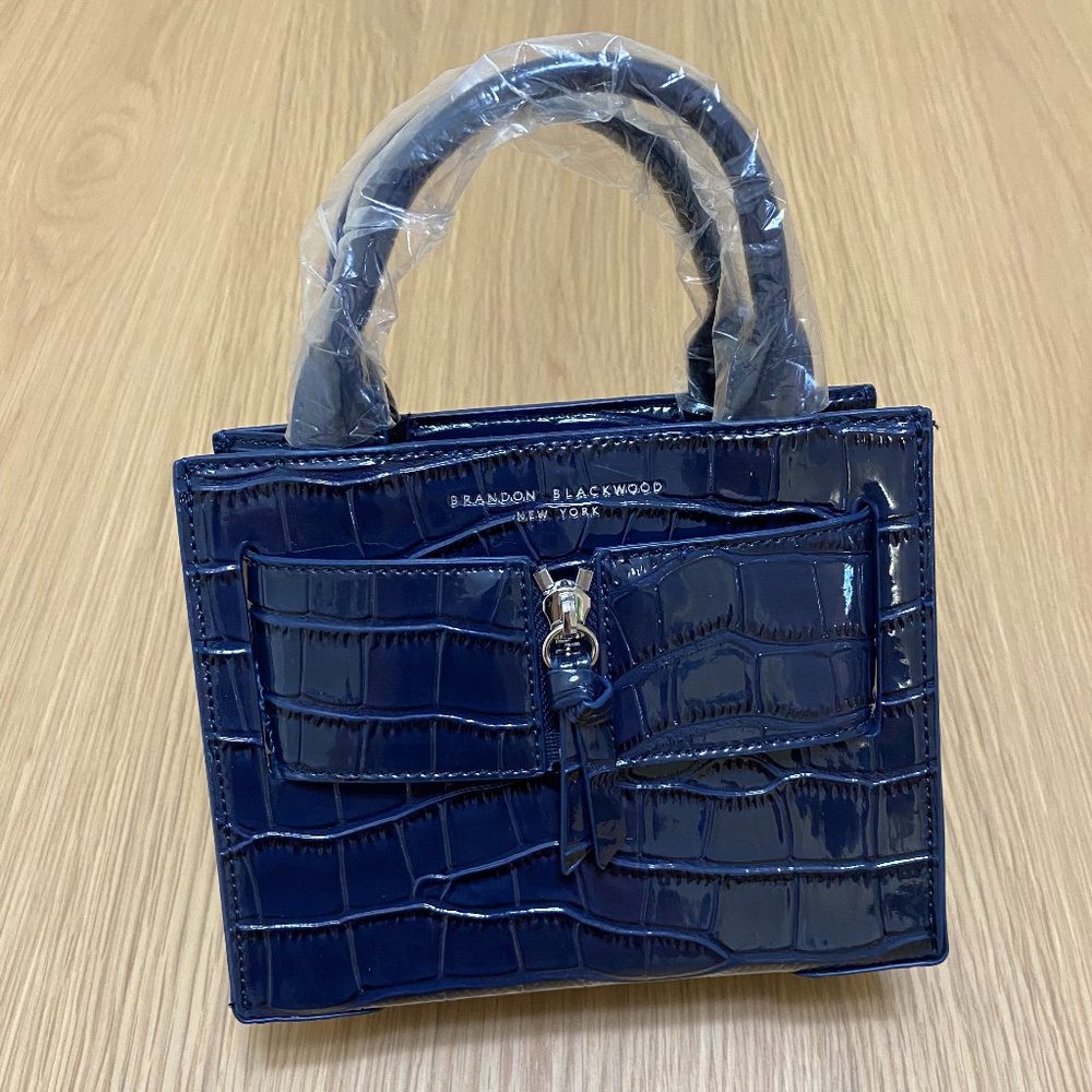 Brandon Blackwood Kuei Bag Navy Croc Print